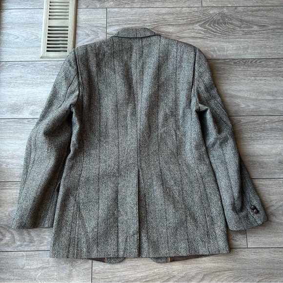 Vintage Hyde Park Union Made Pure Wool Striped Herringbone Tweed Blazer - Picture 14 of 15